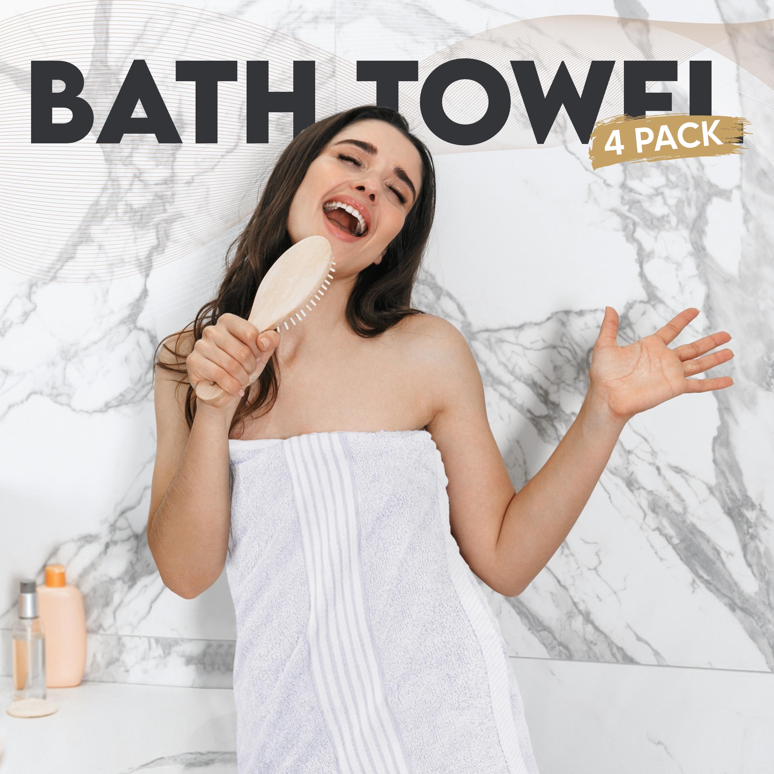 Utopia Towels 4 Pack Bath Towels, 27x54 Inches, 100% Ring Spun Cotton, Quick Dry & Soft, Highly Absorbent, Durable, Perfect for Daily Use Set Light sheet Premium Washcloth