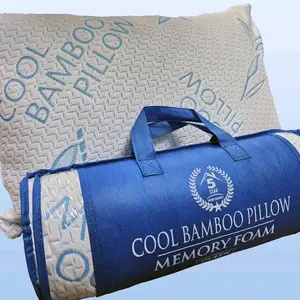 Cool Bamboo Memory Foam Pillow Queen Size 28x17 Inches with Adjustable Neck Support & Cooling Features Machine Washable