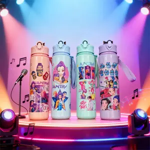 Viral HUNTRX Anime Merch Water Bottle, Drinkware - Insulated Leak-Proof Stainless Steel Portable Cup with Straw & One-Click Flip Top, Carry Strap Tumbler for School/Sports, Birthday/Holiday Gift for Teens Girls & Anime Fans, Travel Hydratio