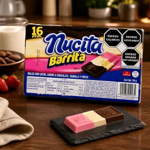 Duvalin Nucita Sweet Bar - 16 Pieces Chocolate Vanilla & Strawberry Flavor Milk Candy 160g
