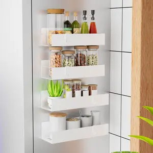 JOIORBOO 2/4/6 Pack Moveable Fridge Magnetic Spice Racks Metal Organizer for Kitchen Storage Solutions Gift White