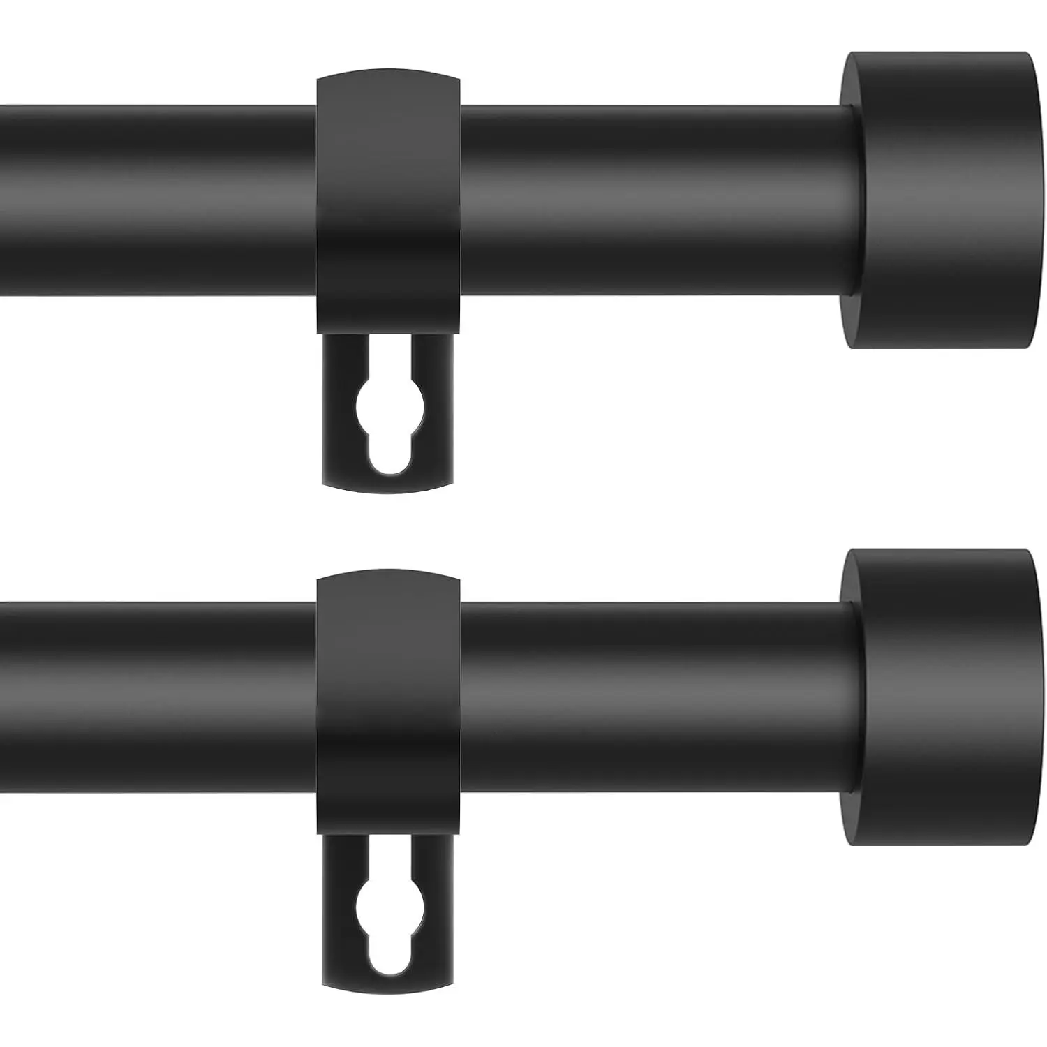 Black Curtain Rods for Windows 28 to 48 Inch,2 Pack 5/8 Inch Diameter Small Curtain Rod Set,Heavy Duty Drapery Rods with Brackets for Bedroom, Living Room, Kitchen,Patio
