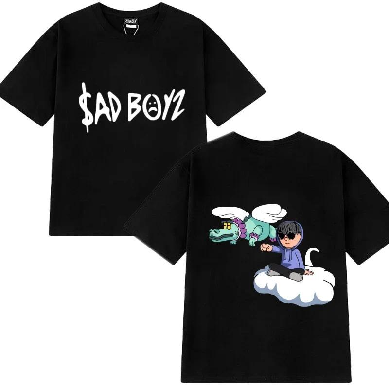 Hot singer Junior H Sad boyz harajuku Cartoon Graphic T shirt Men Women Oversized short sleeve T-shirts Unisex 100% Cotton Tops