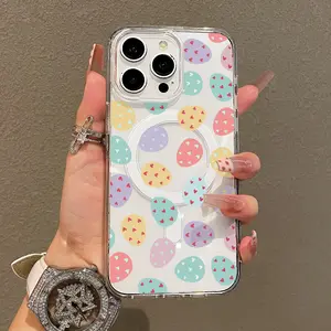 Magnetic Soft Case for iPhone11/12/13/14/15/16/promax, Colorful Easter Egg Pattern MagSafe Compatible,Aesthetic Pattern Design Lightweight,y2k cased,AntiScratch,and Trendy