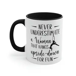 Funny Aerial Dance Ceramic Mug - Never Underestimate A Woman Who Loves Aerial Performance - 11oz/15oz Coffee Tea Cup - Ideal Birthday Appreciation Gift for Aerialists, Lyra Hoop Dancers, Acrobatic Dancers, Aerial Silk Trapeze Air Yoga Enthusiasts