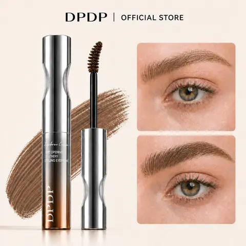 DPDP Lightweight Tinted Airy Brow Cream - Waterproof Eyebrow Makeup Product with Built-In 2-in-1 Comb & Curved Spoolie, 12H Flexible Hold for Natural Fluffy Brows, No White Cast, Flake-Resistant, Shade 07