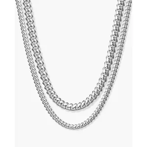 JAXXON - Cuban Chain Stack - 5 & 3.5mm - Silver - Box Clasp