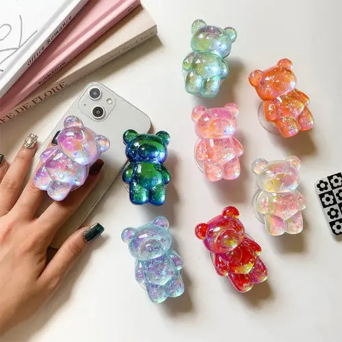 Glitter Gummy - Magnetic 3D Glitter Bear Cell Phone Holder Bracket Universal Finger Ring holder