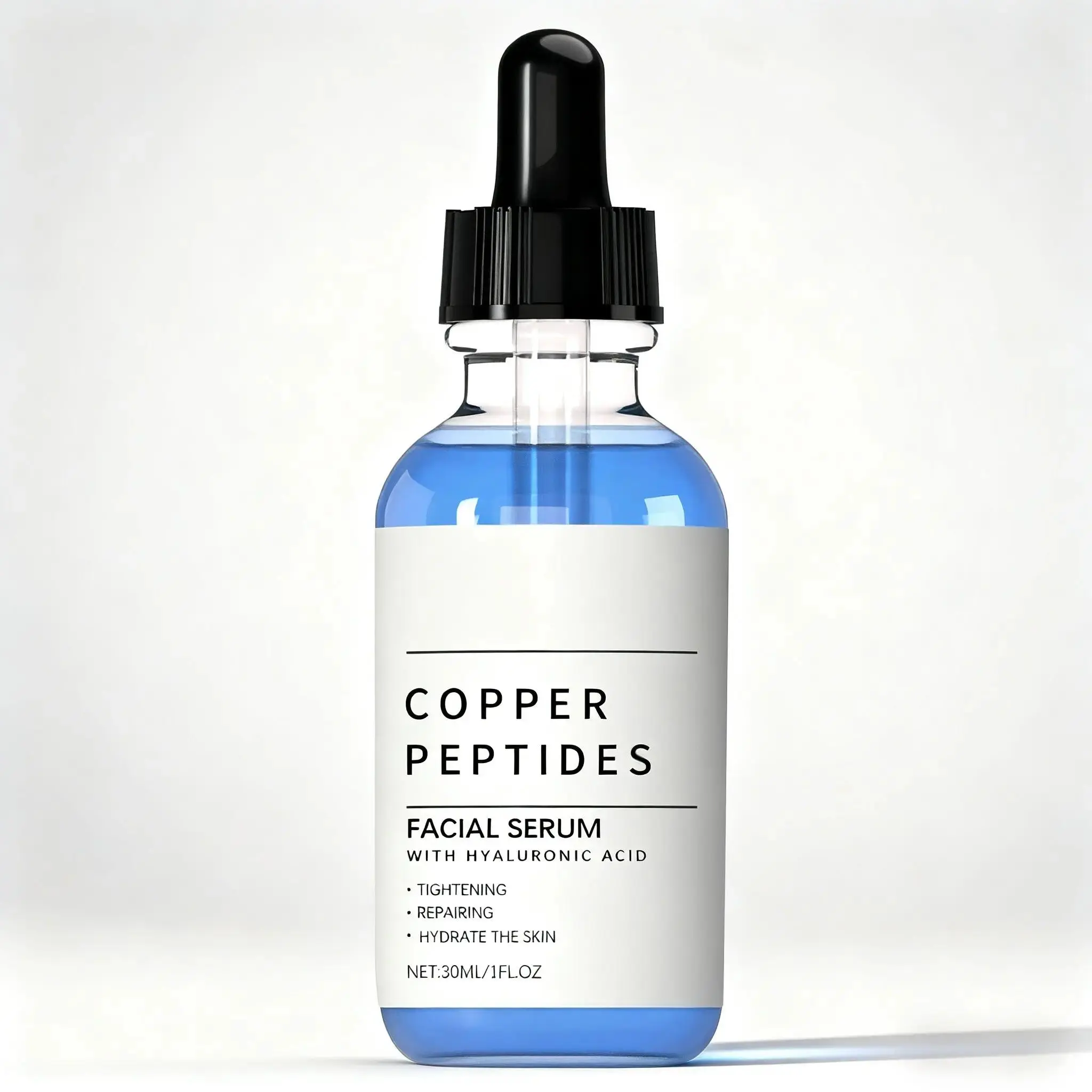 Copper Peptide Facial Hydrating Serum Essence, Contains Hyaluronic Acid, 30ML, Moisturizes, Tightens, Smooths, Brightens, Skin Repair, Suitable for All Skin Types, Brightening Facial Serum, Copper Tripeptide, Face Serum