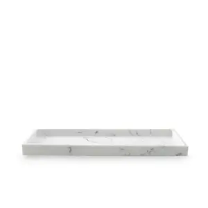The Herringbone Grey Marble Bath Accessories - Tray