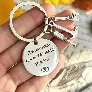 [Father's Day Gift] Keychain for Dad from Daughter/Son - Spanish "Recuerda Que Te Amo Papá" Tool Charm Keyring