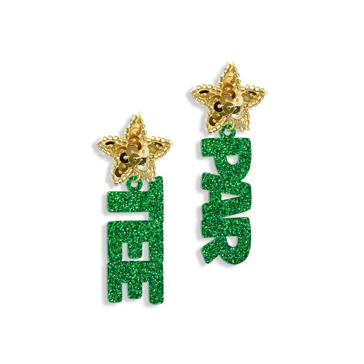 Green Glitter Par Tee Golf Earrings #ACE-896STR-PAR-GRNGLT