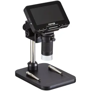 VEVOR Digital Microscope, 4.3' IPS Screen, 50X-1000X Magnification, 1080P Photo/Video Coin Microscope, Electronic Microscope with 8 LED Lights and 32GB Card,Compatible with Windows/Mac OS