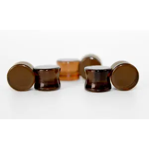 Brown Smoky Glass Double Flare Plugs Pair of Gauges 3mm-22mm