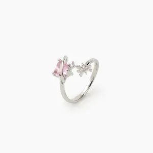 Cider Heart Crystal Rhinestone Cuff Ring