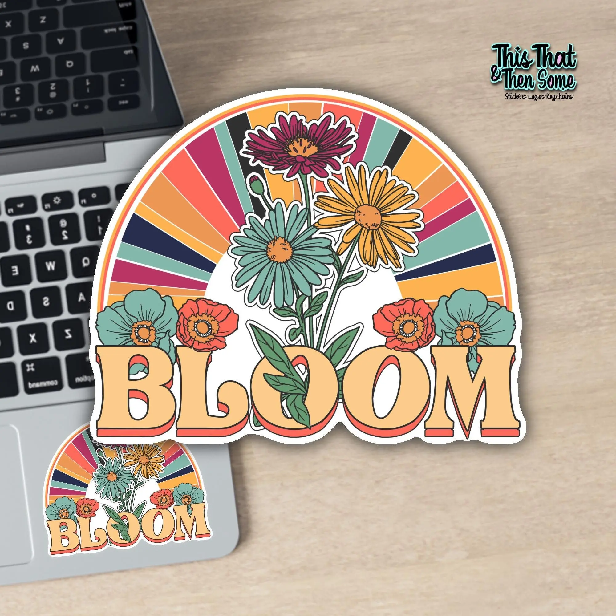 Holo Bloom Sticker, Inspirational Decal, Flower Rainbow Sticker