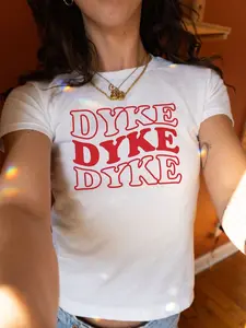 Dyke Crop Top, Y2k Lesbian Crop Top, Pride Crop Top, Femboy Clothing, 90s Retro Lesbian LGBTQ Gift, Bisexual T Shir,t Pride Parade Outfit