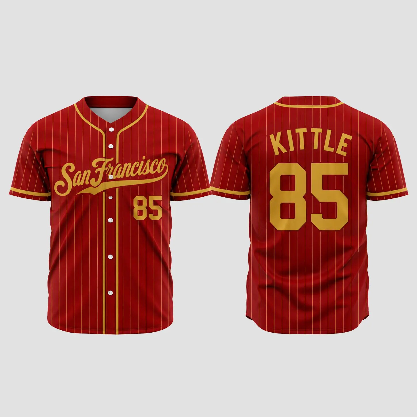 George Kittle 85 Baseball Jersey, The People's Tight End Baseball Jersey, San Francisco Pinstripe  Fan Game Day Jersey, Retro Sports Style Unisex Gift, Sunday Football Shirt
