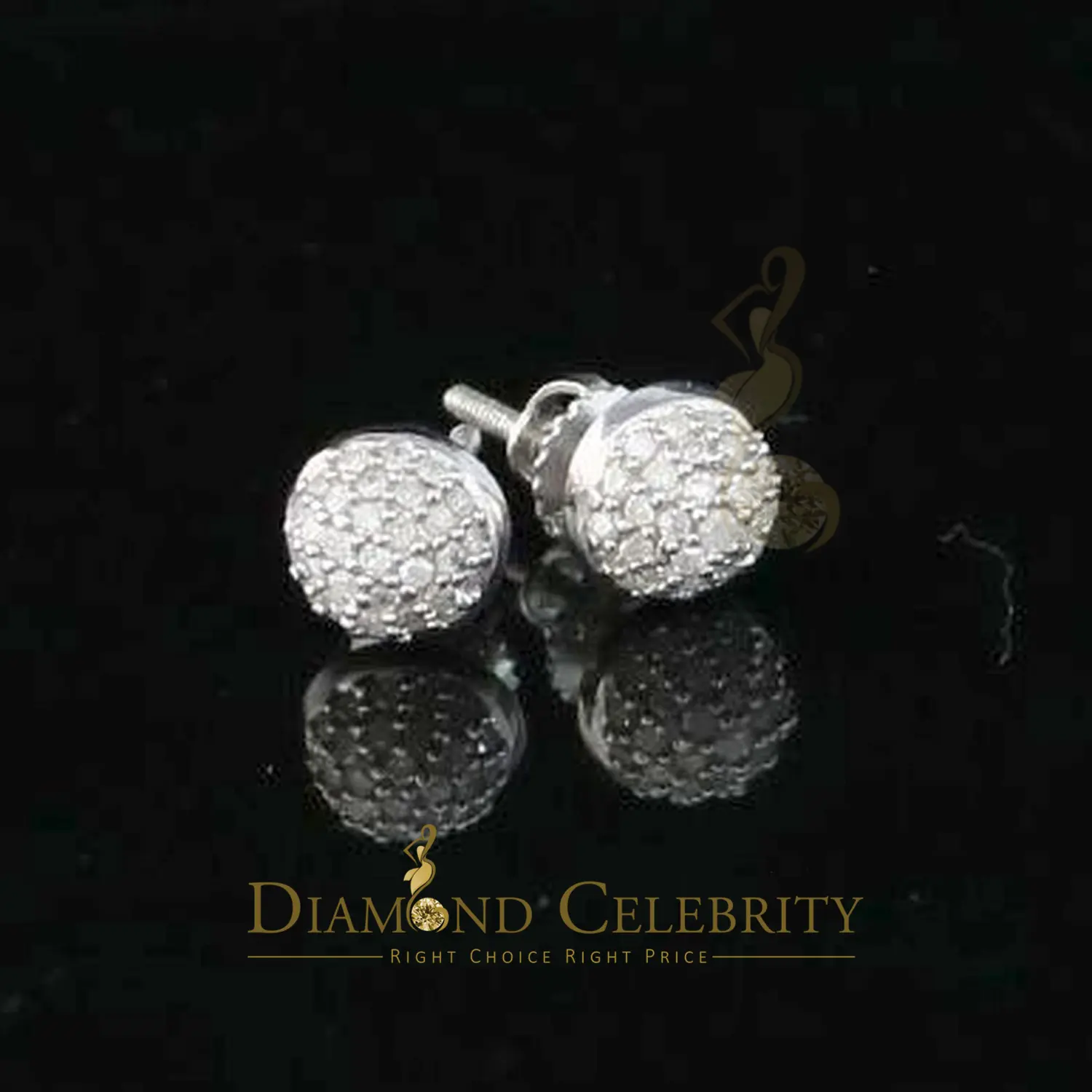 Diamond Celebrity's 0.25ct Diamond 925 Silver White For Men's / Womens Round Earrings