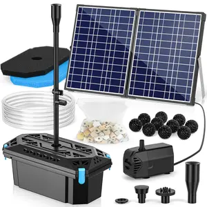 NFESOLAR Solar Pond Filter Pump Kit for Outdoor Pond, 30W Solar Water Fountain with 200 GPH Submersible Pump, 4 Sprayers, 16.4ft Cable, 6.6ft Tubing for Koi Pond, Fish Tank and Garden Water Features