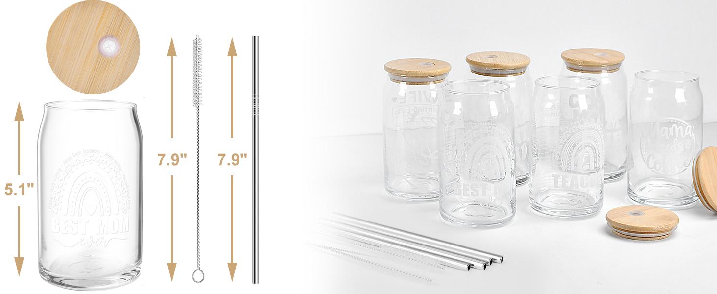 Mothers Day Gifts for Mom from Daughter Son, Gifts for Women Mama Stepmom Mother In Law Bonus Mom, Personalized Anniversary Birthday Mothers Day Presents for Wife from Husband - Can Glass Cups 16OZ