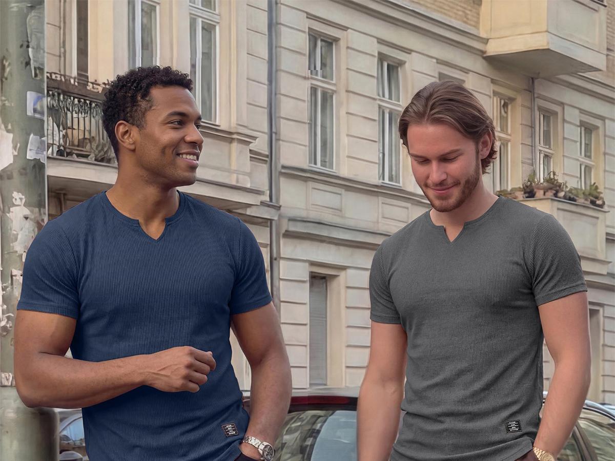 JMIERR Men's Plain Muscle Slim Fitted T Shirt Polyester V-Neck Longline Shirt Gym Workout Athletic Tee Shirts Menswear Casual Tops,Short Sleeve T-Shirt for Daily Outdoor Wear,Men's Streetwear Outfits