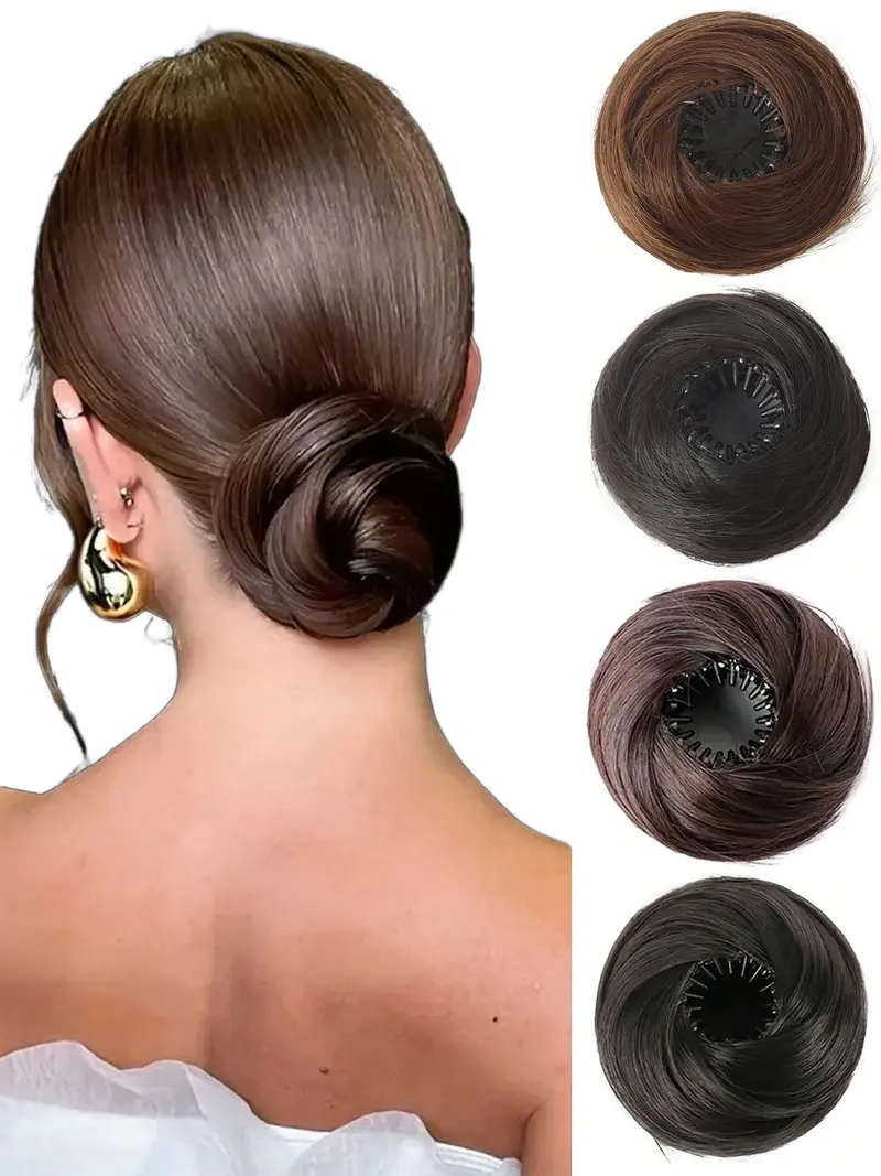 Women's Hair Bun Clip, 3 Inch Expandable Hair Clips, High Temperature Synthetic Fiber Wig, Synthetic Soft Hairpieces, Suitable for All Hair Types, Natural Look