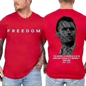 Freedom Charliee Kirkk Tribute T-Shirt – Minimalist Front with Memorial Graphic Back – Oversized Unisex Statement Tee