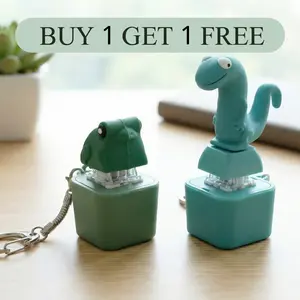 【Buy 1 Get 1 Free】Funny Animal Sound Keychain Fidget Toy – Croaking Frog & Lizard Button Keychain with Lights, Stress Relief Gift