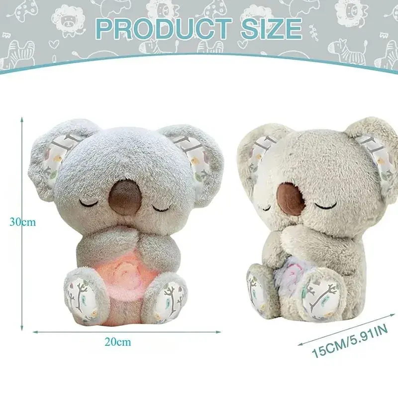 HOT Koala Plush Sleep Aid with Soft Glow Night Light Calming Music and Simulated Breathing Comforting Bedtime Comfort Toys