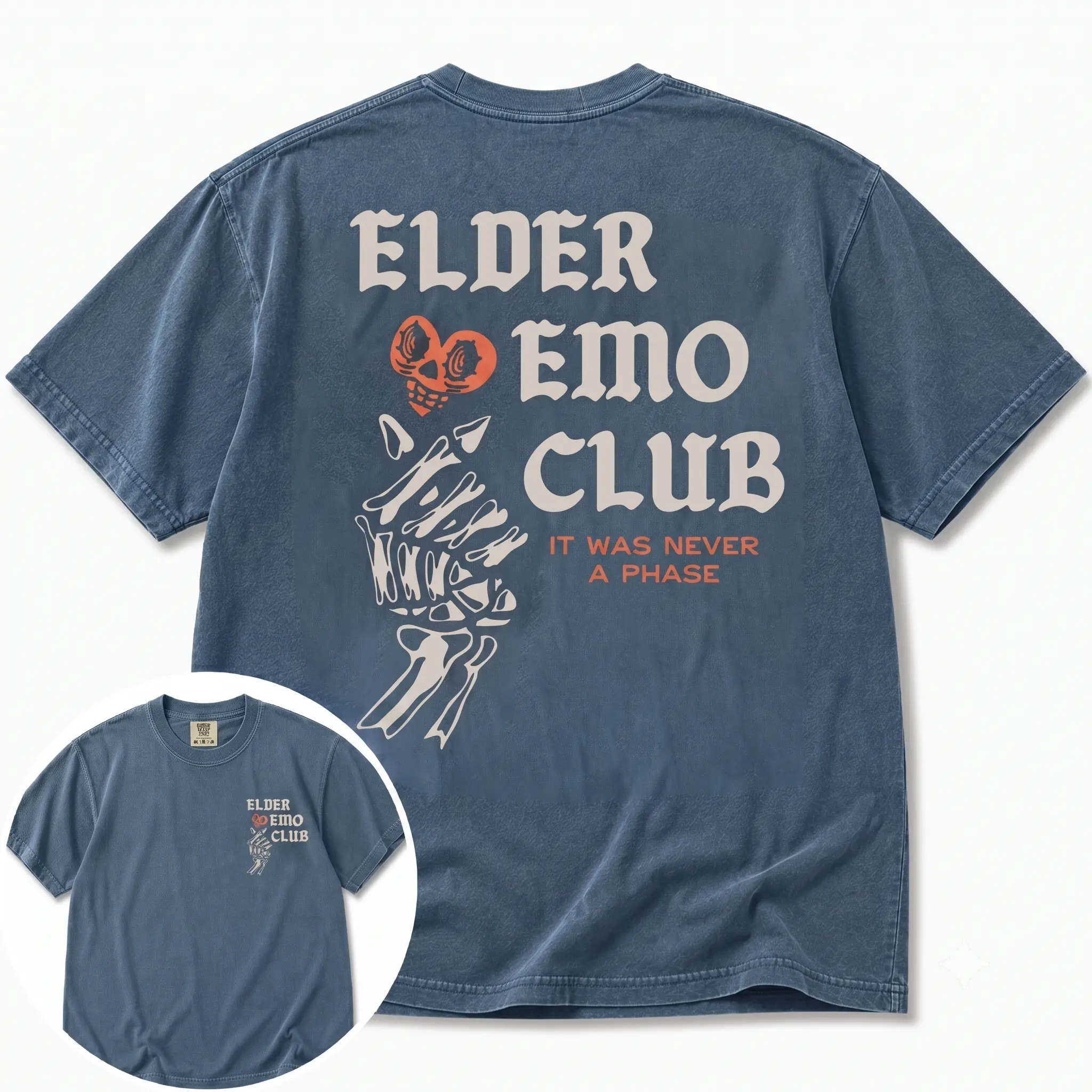 Women's Vintage Goth Top, Loose Fit Death Metal Style with "Blegh It Was Never a Phase" Design - Elder Emo Club Clothes, Casual Cotton Tee, Women's Clothes