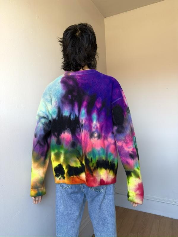 Men’s XL black rainbow sweater Lambswool pullover