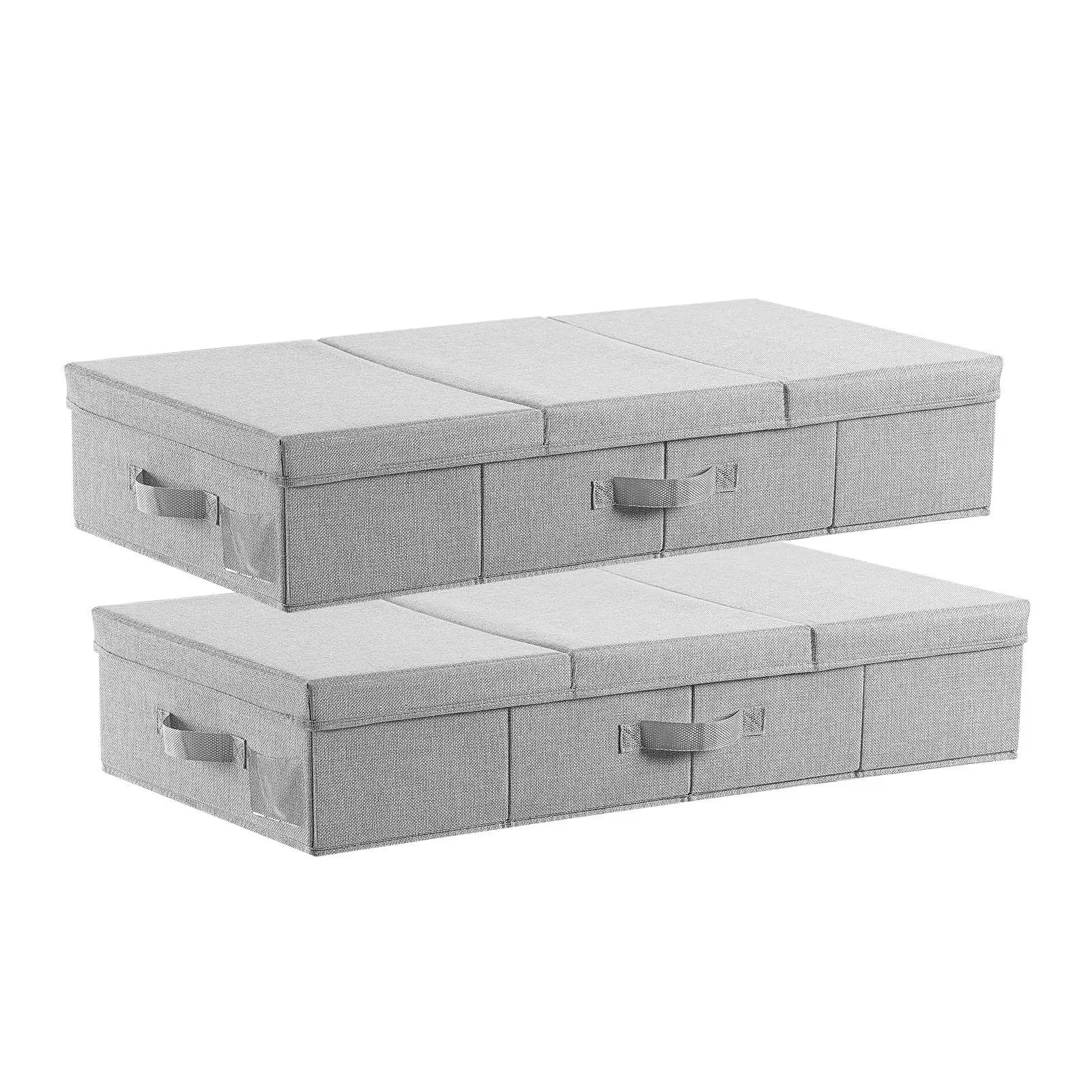 【summerfinds】VEVOR 2-Pack Low-Profile Home Organization Storage Bins with Lids, 31.7x15.9x6.1in 48L Gray Organizer Boxes for Clothes, Linen in Bedrooms (Father's Day Gift Option)