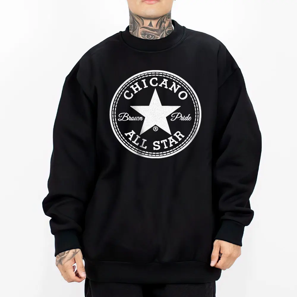 New All Star Design Circle - Chicanos Brown, Chicano Clothing, Mexican Clothes, Chicano Style Art Graphic Tee - Unisex Hoodie T-Shirt Sweatshirts Basic Fabric Fit Street Style Chicano Style, Mexican Clothings Outfit Streetwear