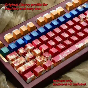 New Beijing Initial Snow Theme Backlit Keycaps, Cherry High Profile Design, Dual Color Injection Pbt Material, Anti-Scratch Mechanical Keyboard Keys