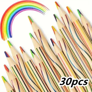 30 pieces of seven color rainbow pencils, 7.01 inch wooden colored pencils, used for drawing sketches, birthday classroom art supplies, Textiles & Soft Furnishings