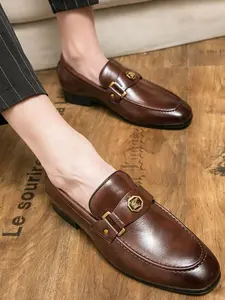 Men's Casual Geometric Decorated Flat Loafers, Lightweight Comfortable Loafers for Daily Wear, Business Style Shoes for Men