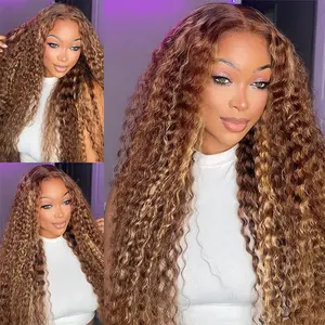 Wiggins Hair Highlight Glueless Wig Human Hair Ready To Go Pre Cut 7x5 Lace Closure Wig Preplucked Deep Wave Ombre Highlight Wigs