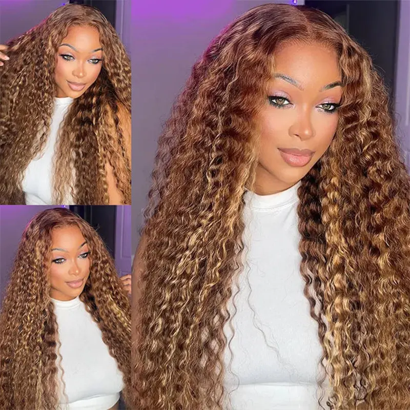 Wiggins Hair Highlight Glueless Wig Human Hair Ready To Go Pre Cut 7x5 Lace Closure Wig Preplucked Deep Wave Ombre Highlight Wigs
