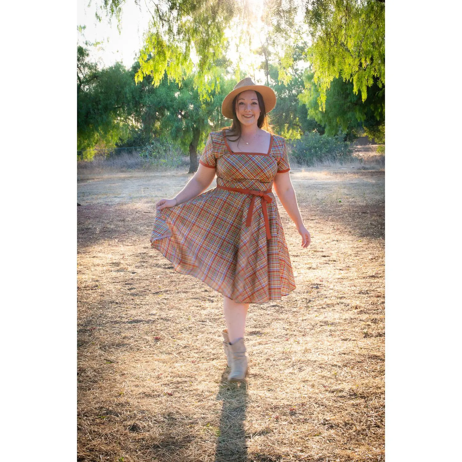 Simone Dress- Rusty Plaid