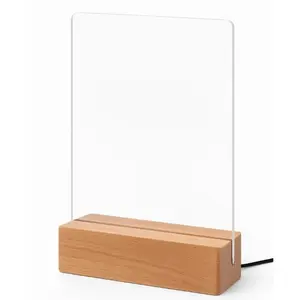 Personalized LED Acrylic Photo Frame Night Light 5x7 Inches with Wooden Base USB-Powered Custom Sublimated Artwork for Memories