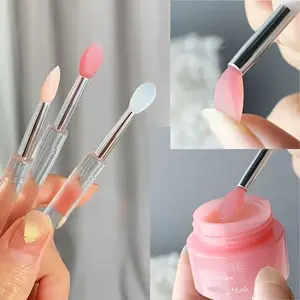 1pc Portable Silicone Lip Brush With Cover Soft Multifunctional Lip Balm Applicator Lipstick Lipgloss Eyeshadow Makeup Brushes