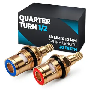 Bathroom Faucet Cartridge Replacement - Brass Quarter Turn 1/2" Thread 1.97" x 0.39" 20-Teeth Stem Kit – Faucet Valve Replacement Stops Leaks, Restores Flow for Kitchen, Shower, Sink Repair