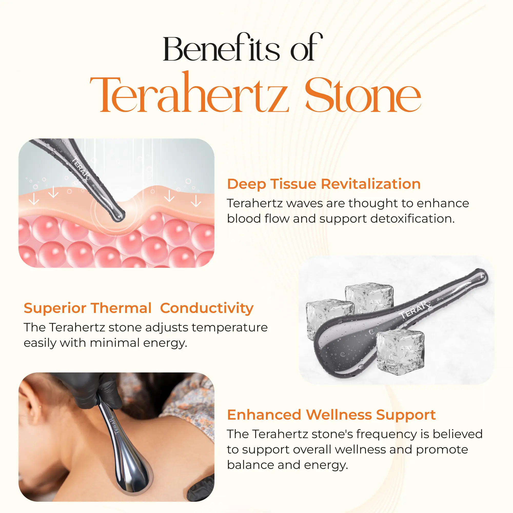 TeraRX Authentic Terahertz Stone Gua Sha Spoon - Meridian Dial Bar
