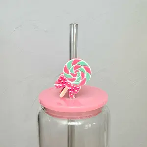 Christmas Candy Candycane Lollie Pop 3D Printed 8mm Straw Topper Tumbler Accessory for Festive Beverages