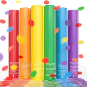 6 Pack Confetti Cannon Confetti Poppers |  Rainbow Pack |  | Launches Up to 25ft | Giant (12 in) |  Poppers for PRIDE Month, Graduation, Birthdays, Weddings