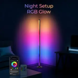 RGBIC Corner Floor Lamp with App & Remote, Music Sync Color Changing LED Light for Gaming Room, Bedroom & Night Ambience