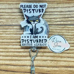 I Am Disturbed Cat Badge Reel