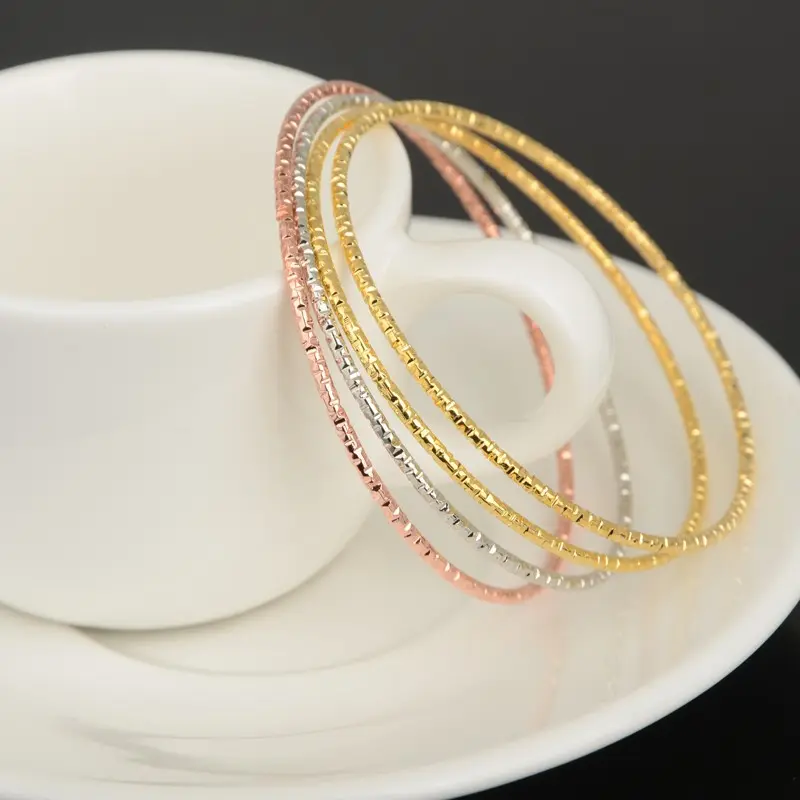 4pcs/set Gold Silver Color Lovely Children Kid boy Girl Infant Baby Bangle Bracelet For Child