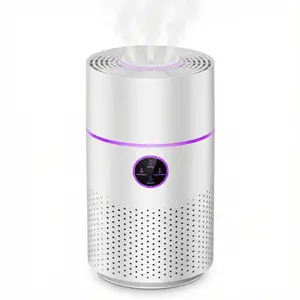 Air Purifiers for Home Bedroom, 3-in-1 HEPA Filter for Pets Dander Dust Pollen Smoke Odors, Quiet Air Cleaner with Sleep Mode, Purple Night Light, Aromatherapy